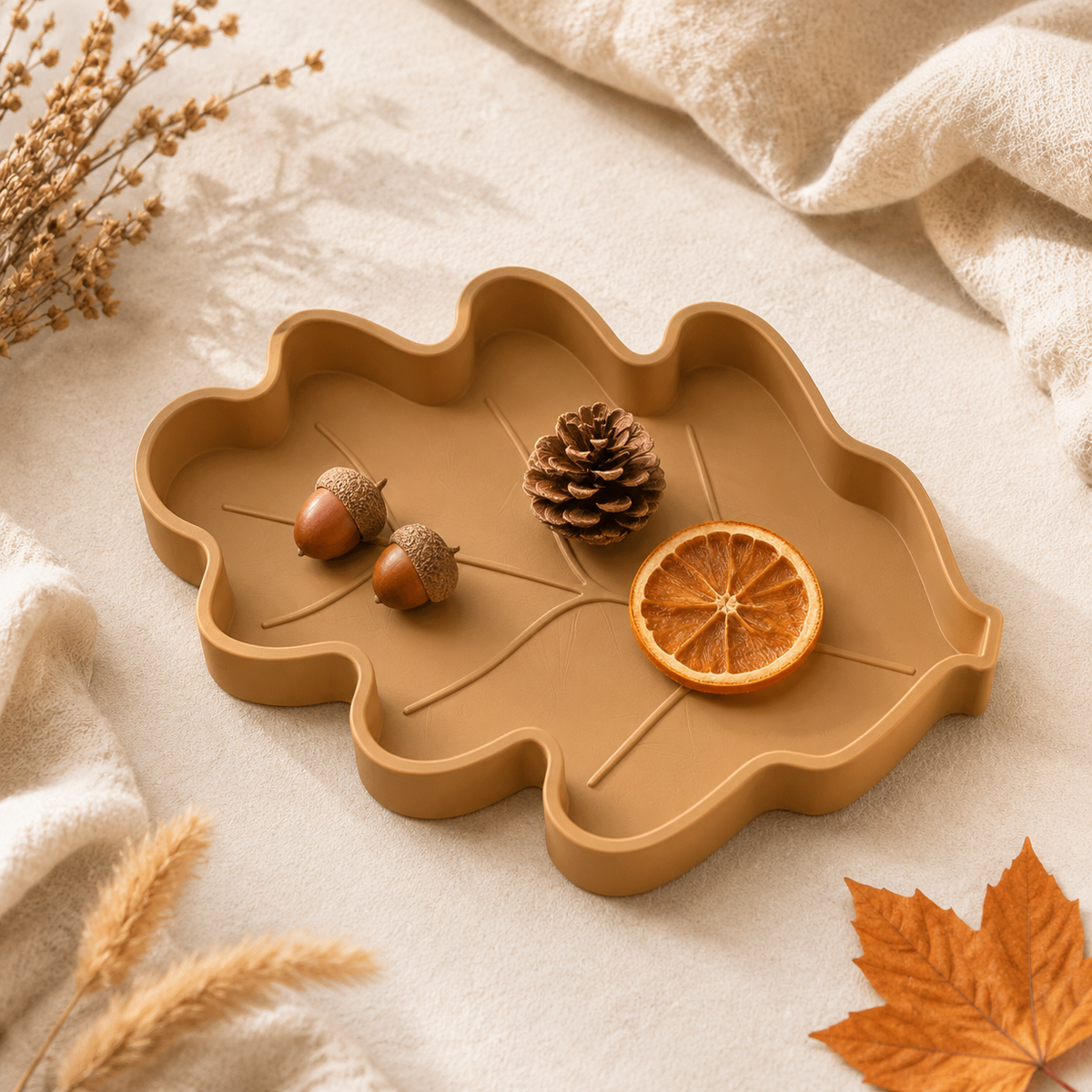 Fall Tray Bundle STL Files – Pumpkin, Acorn, Maple Leaf and Oak Leaf Catchall Trays for 3D Printing