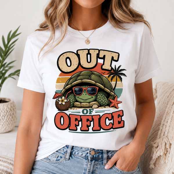Out of Office Turtle PNG Design – Funny Vacation Shirt Sublimation Print File