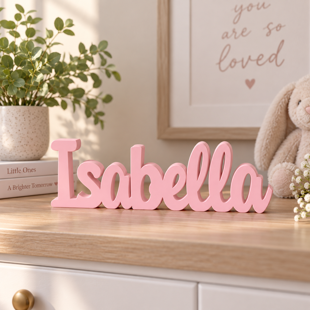 Personalized 3D Printed Name Sign – Custom Freestanding Nursery, Bedroom and Shelf Decor