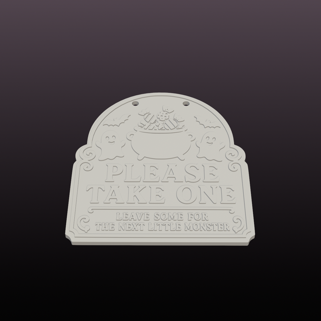 Please Take One Halloween Candy Sign STL and Height-Colored 3MF