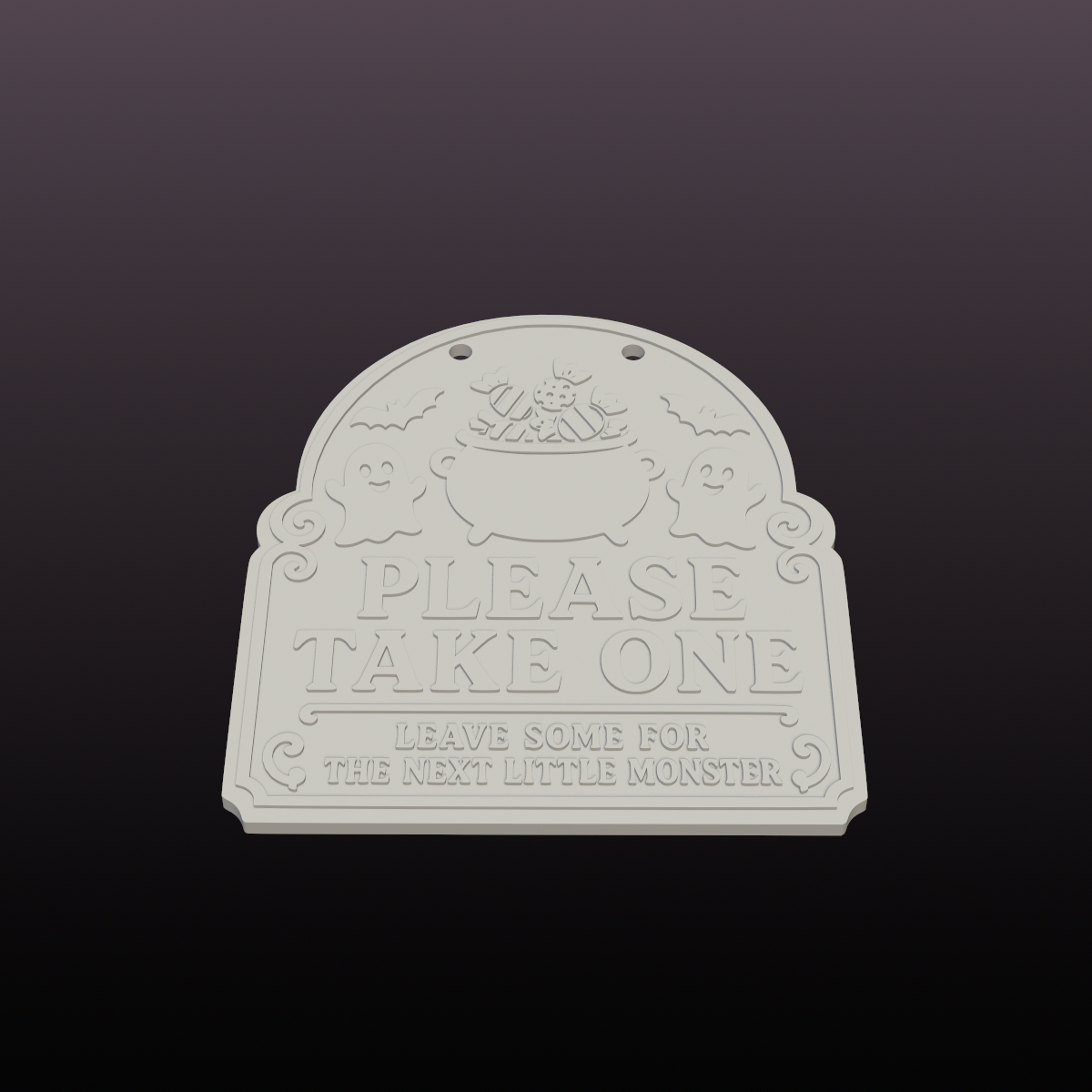 Please Take One Halloween Candy Sign STL and Height-Colored 3MF