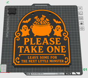 Please Take One Halloween Candy Sign STL and Height-Colored 3MF