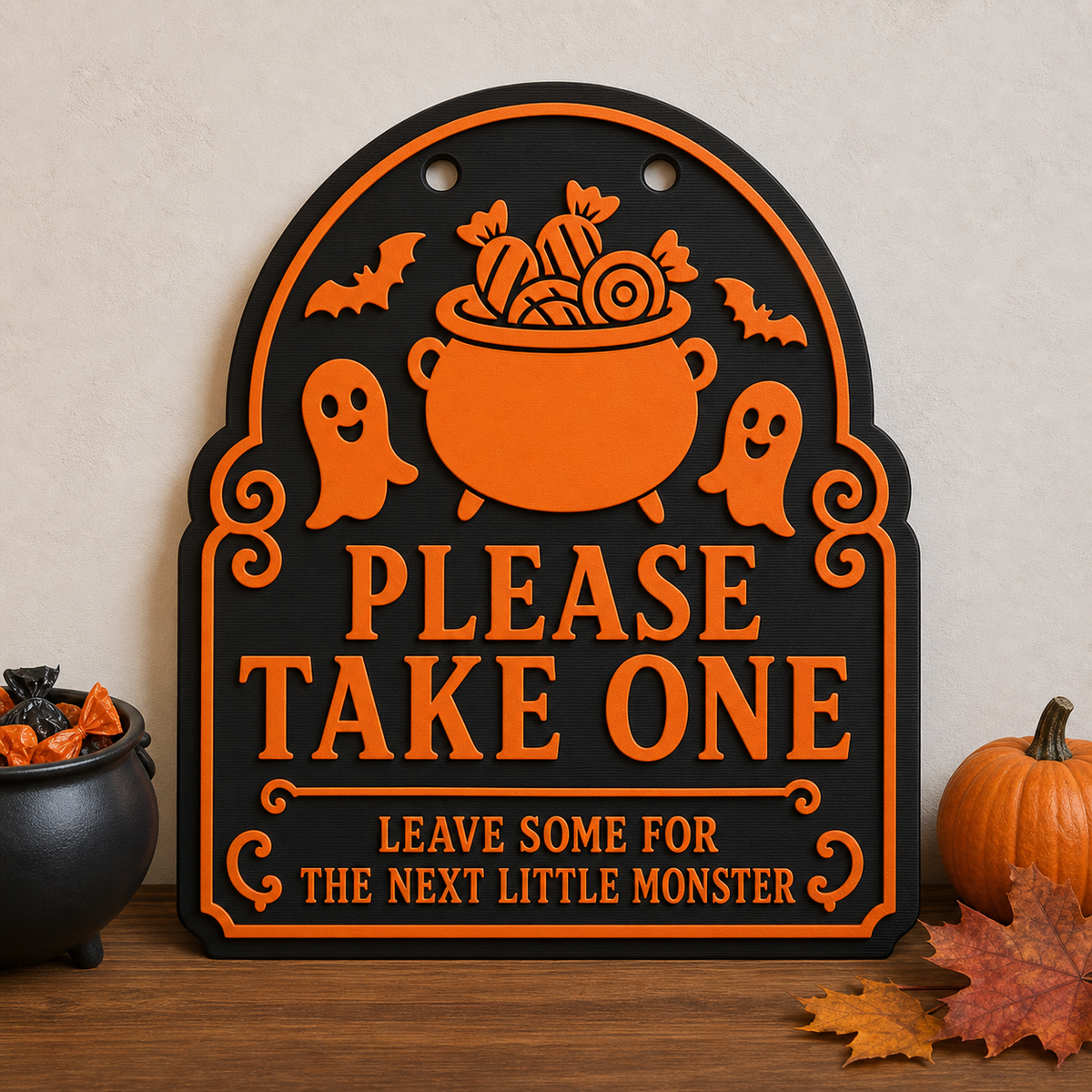 Please Take One Halloween Candy Sign STL and Height-Colored 3MF