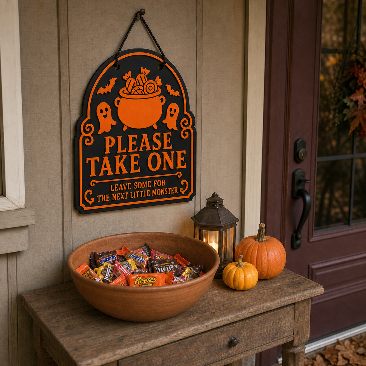 Please Take One Halloween Candy Sign STL and Height-Colored 3MF