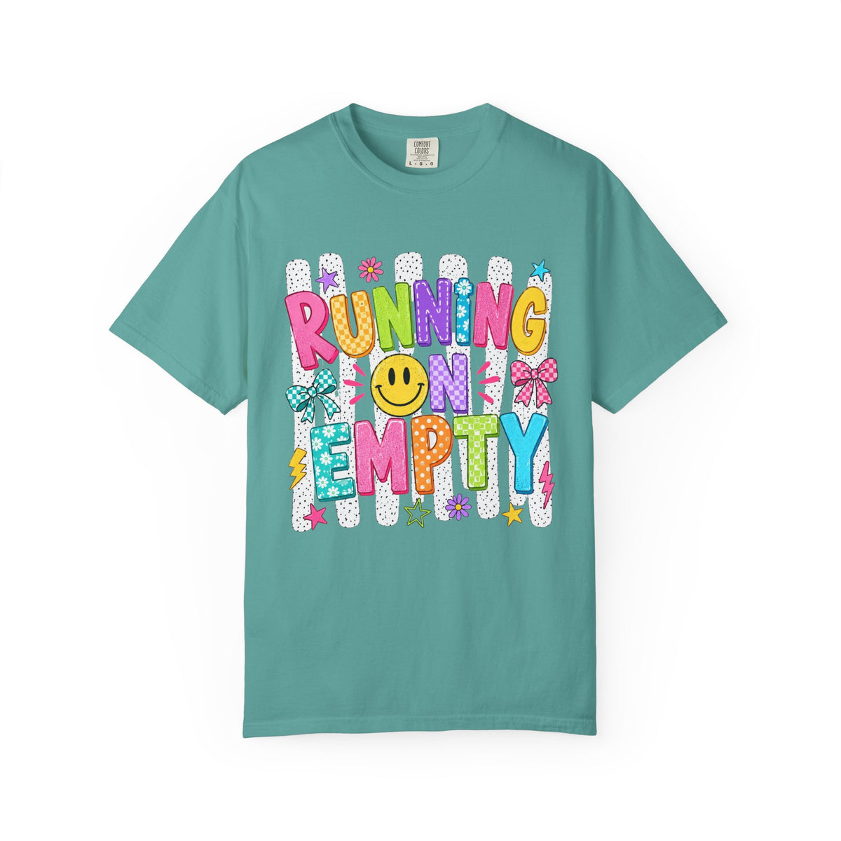 Running on Empty PNG Design – Colorful Funny Mom Shirt Sublimation File