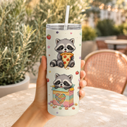Raccoon Foodie 20oz Skinny Tumbler Wrap – Seamless Sublimation Design