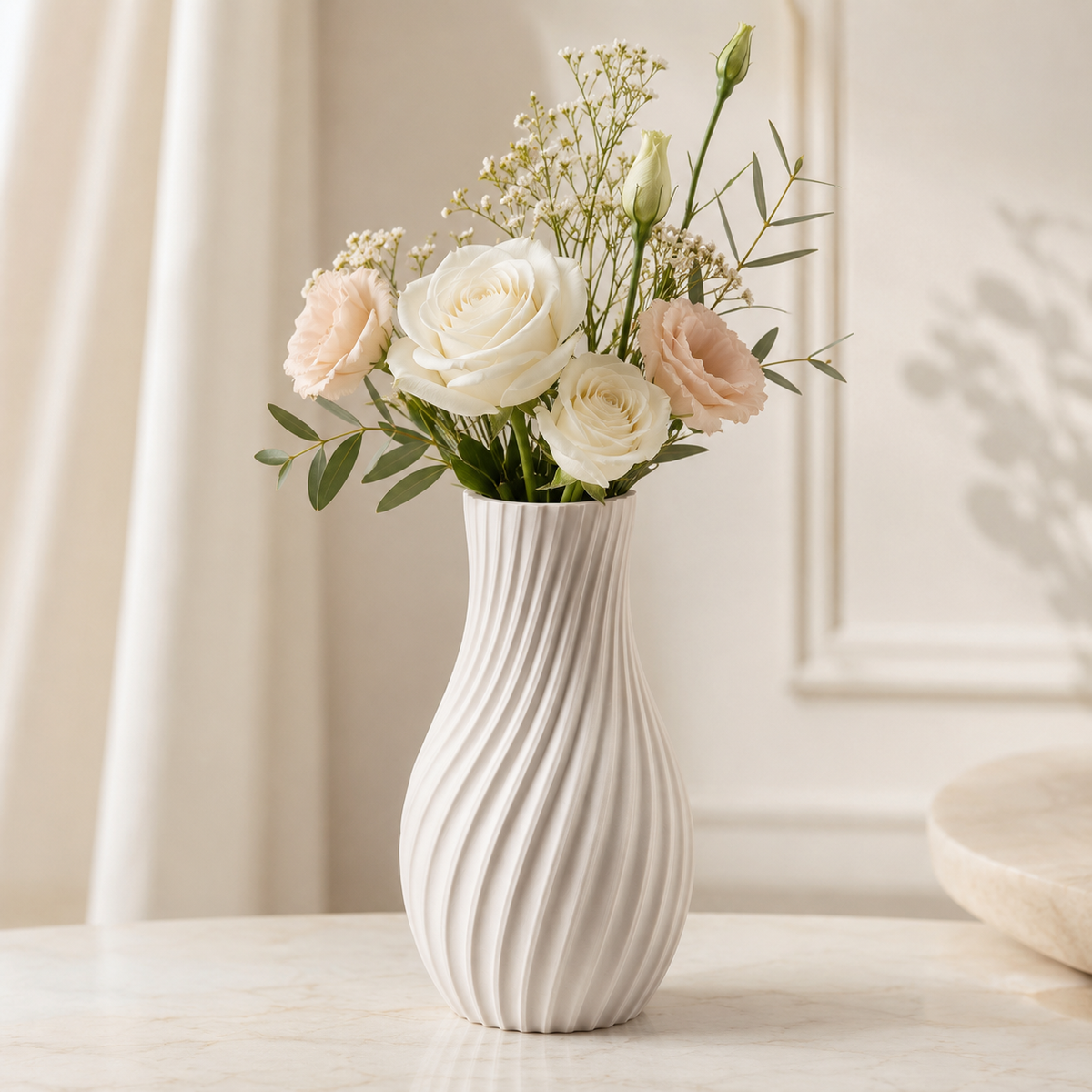 Spiral Vase STL File – Modern Ribbed Home Decor 3D Print Model