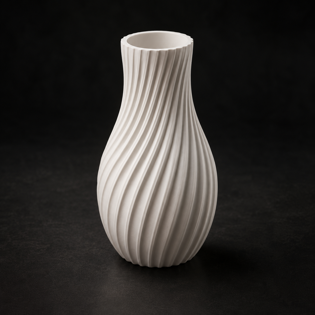 Spiral Vase STL File – Modern Ribbed Home Decor 3D Print Model