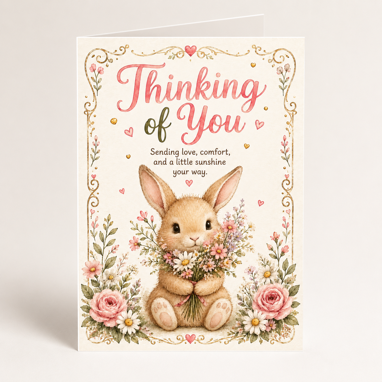 Thinking of You Printable Greeting Card | Cute Bunny 5x7 Card