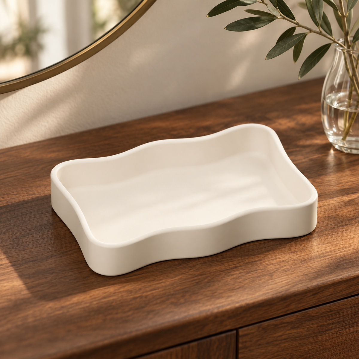 Wavy Rectangle Tray STL File – 3D Printable Jewelry and Catchall Organizer