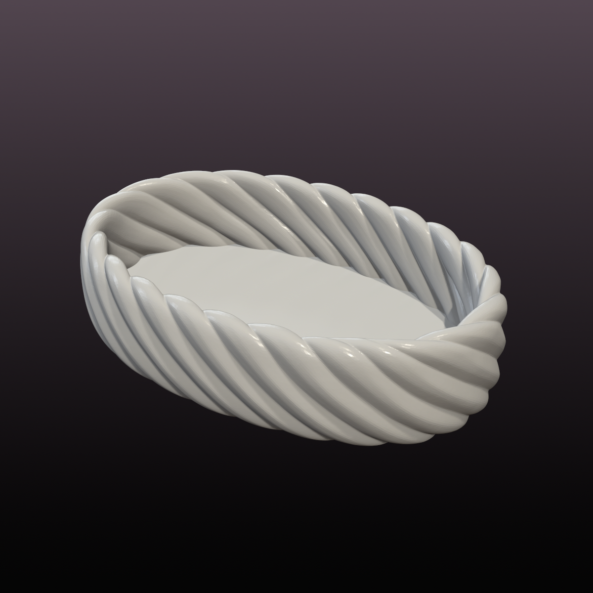 Twisted Rope Catchall Tray STL File – Oval Jewelry Dish and 3D Printable Organizer