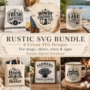 Vintage Badge SVG Bundle | 6 Cricut Cut Files for Mugs Shirts Totes Signs
