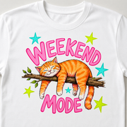 Weekend Mode Cat PNG Design – Funny Lazy Cat Shirt Sublimation Print File