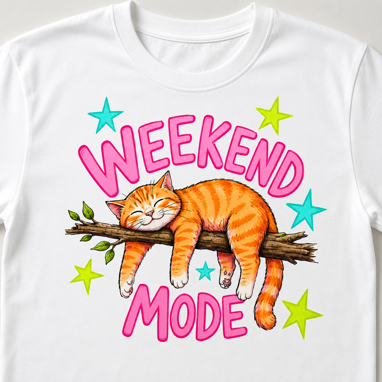 Weekend Mode Cat PNG Design – Funny Lazy Cat Shirt Sublimation Print File