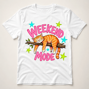 Weekend Mode Cat PNG Design – Funny Lazy Cat Shirt Sublimation Print File