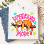 Weekend Mode Cat PNG Design – Funny Lazy Cat Shirt Sublimation Print File