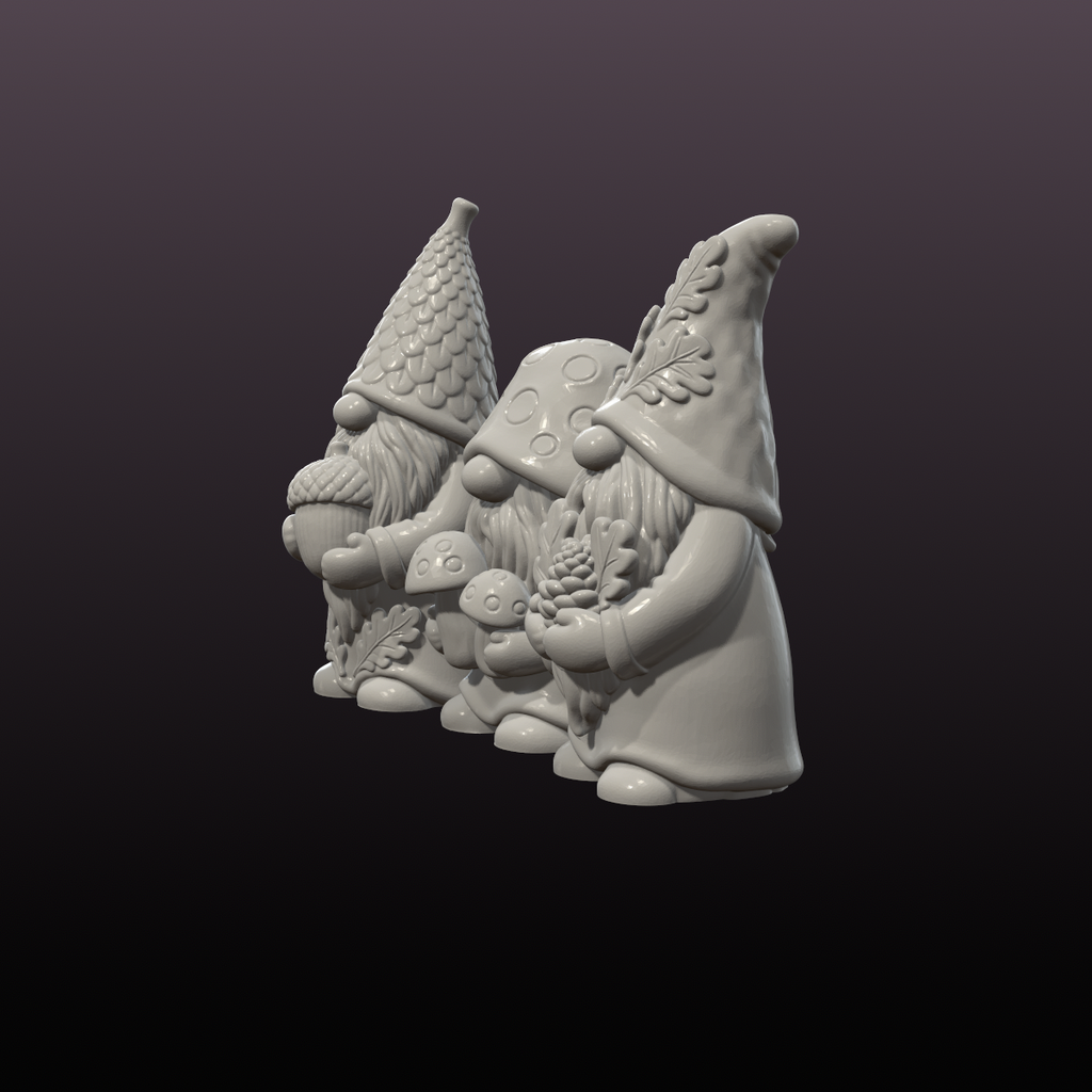 Autumn Woodland Gnome STL Bundle – 3 Garden Gnome 3D Print Files