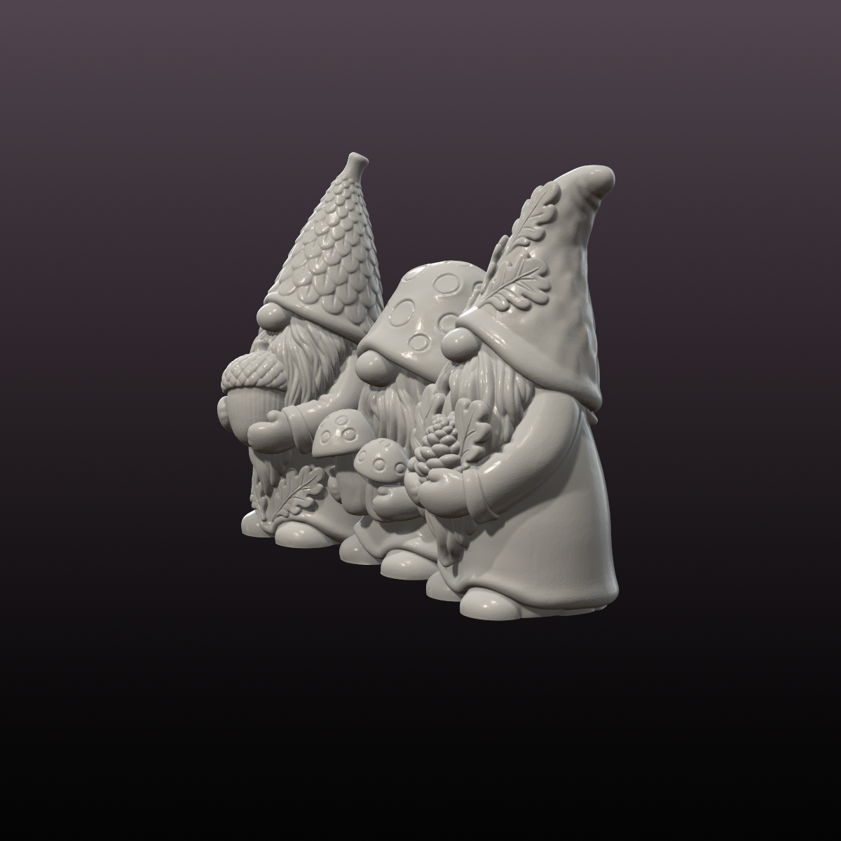 Autumn Woodland Gnome STL Bundle – 3 Garden Gnome 3D Print Files