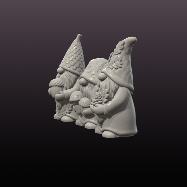 Autumn Woodland Gnome STL Bundle – 3 Garden Gnome 3D Print Files