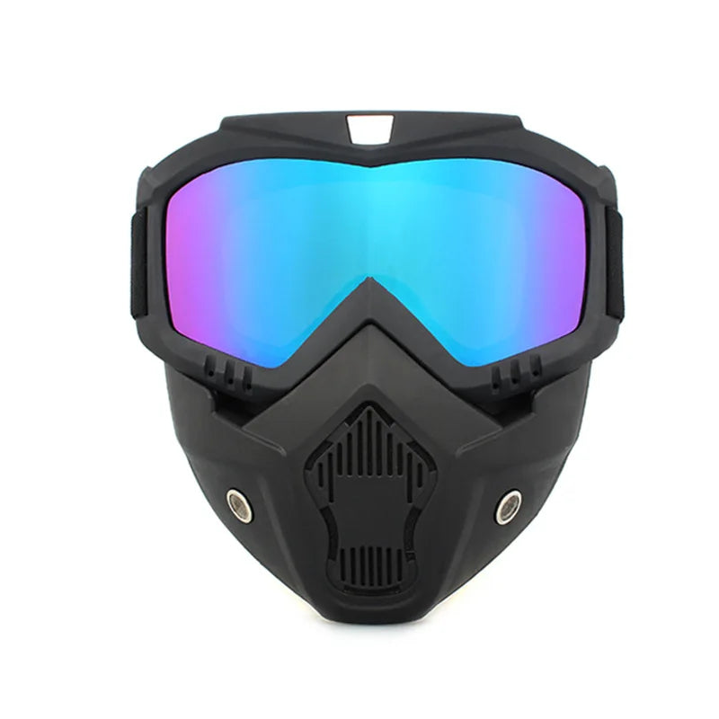 Motorcycle & Snowboard Goggles with Detachable Face Mask