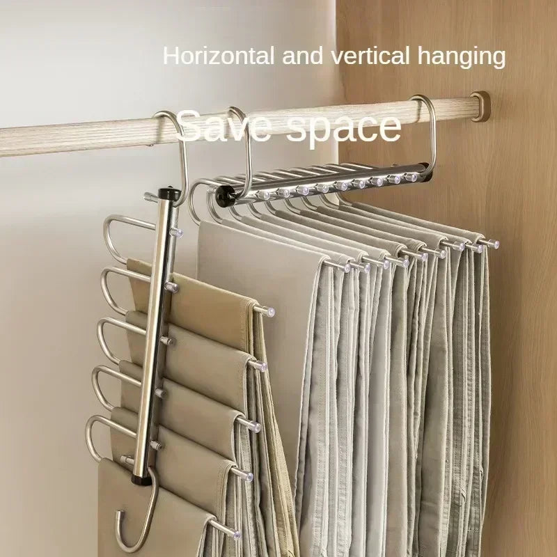 Folding Magic Pants Hangers – Stainless Steel Space Saving Closet Organizer Secondary image