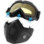 Motorcycle & Snowboard Goggles with Detachable Face Mask