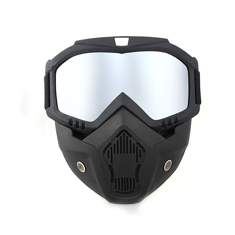 Motorcycle & Snowboard Goggles with Detachable Face Mask