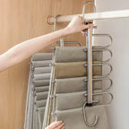 Folding Magic Pants Hangers – Stainless Steel Space Saving Closet Organizer