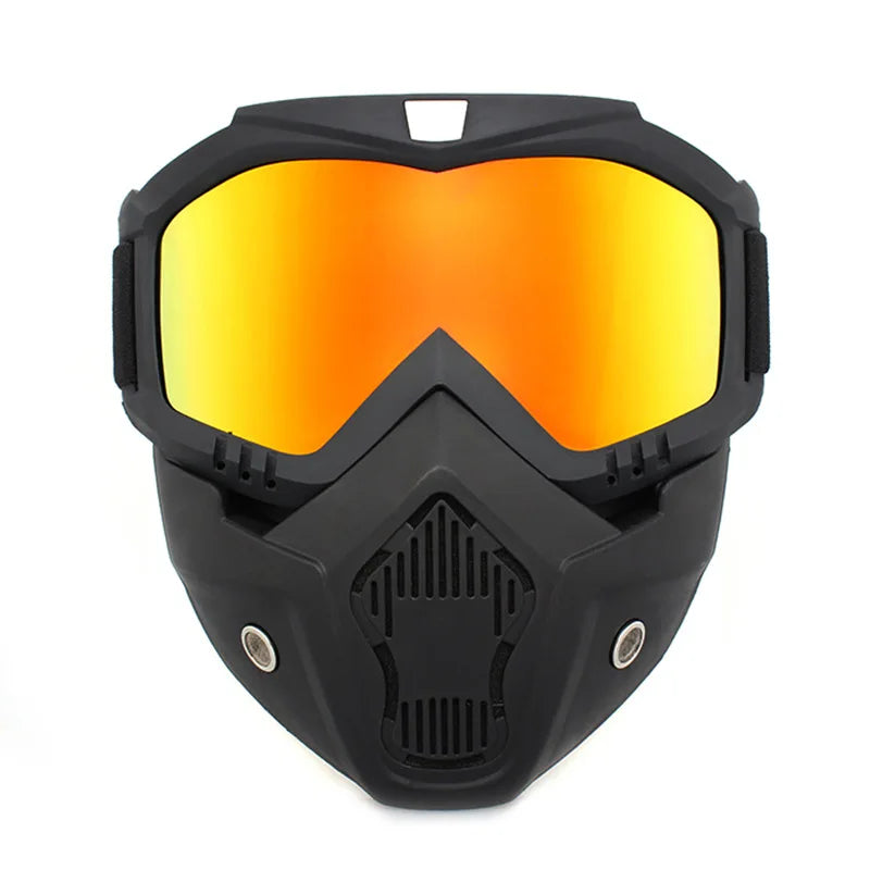 Motorcycle & Snowboard Goggles with Detachable Face Mask