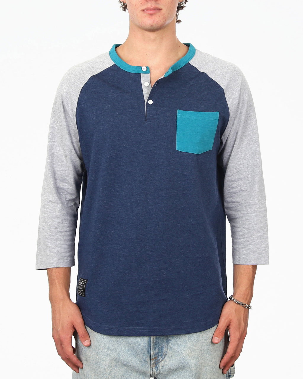 Men's 3/4 Sleeve Contrast Henley Shirts Bundle Set (Cotton, Lightweight)-4