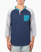 Men's 3/4 Sleeve Contrast Henley Shirts Bundle Set (Cotton, Lightweight)-4