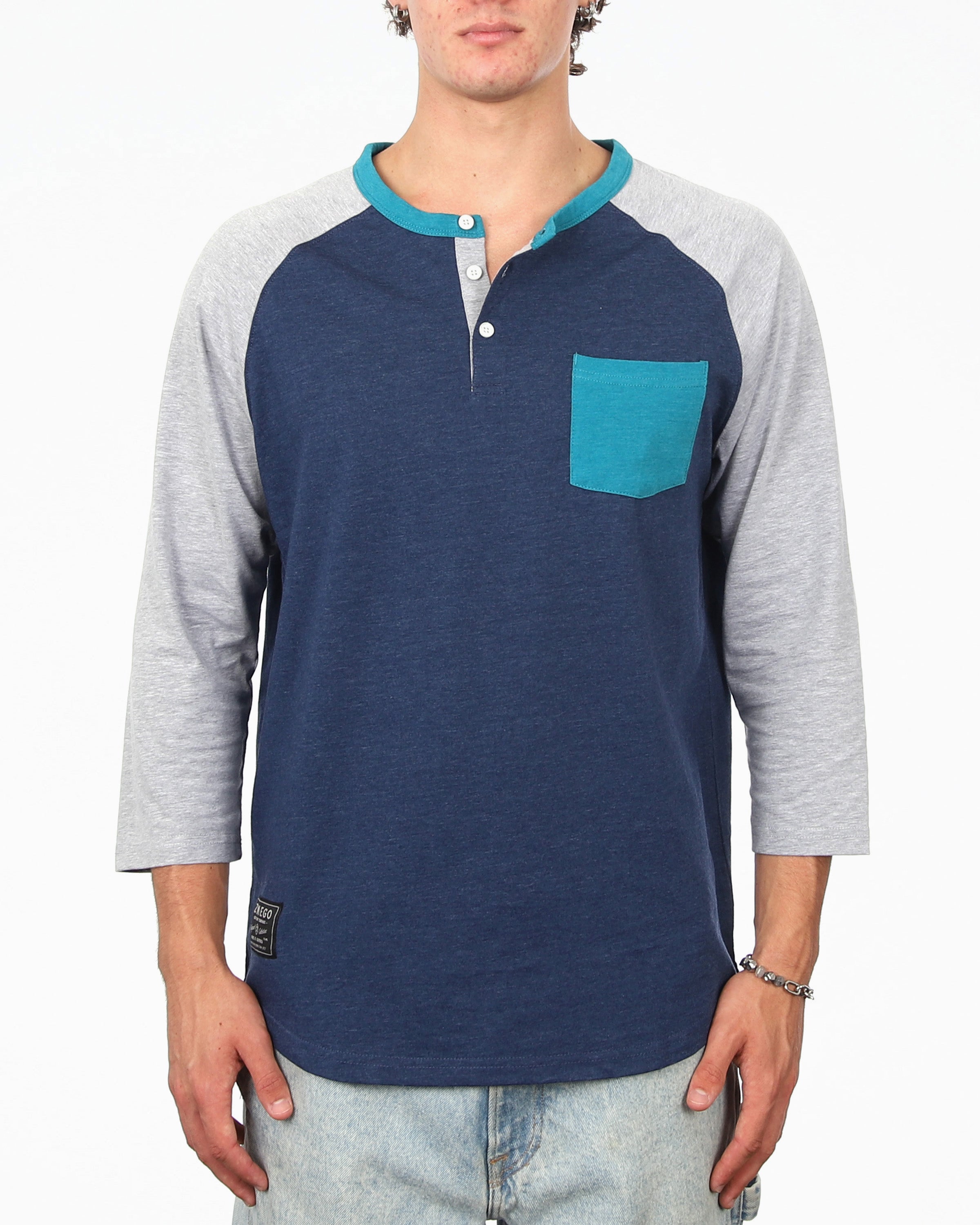 Men's 3/4 Sleeve Contrast Henley Shirts Bundle Set (Cotton, Lightweight)-4