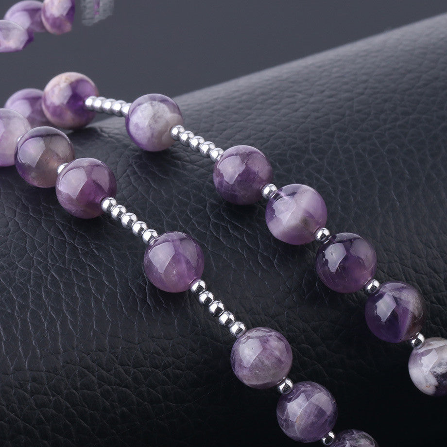 Natural Stone Crystal Column Pendant Necklace – Beaded Healing Gemstone Jewelry