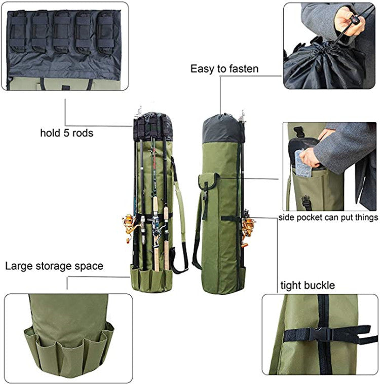 Multifunctional Cylinder Fishing Bag | Outdoor Rod Storage & Gear Tote