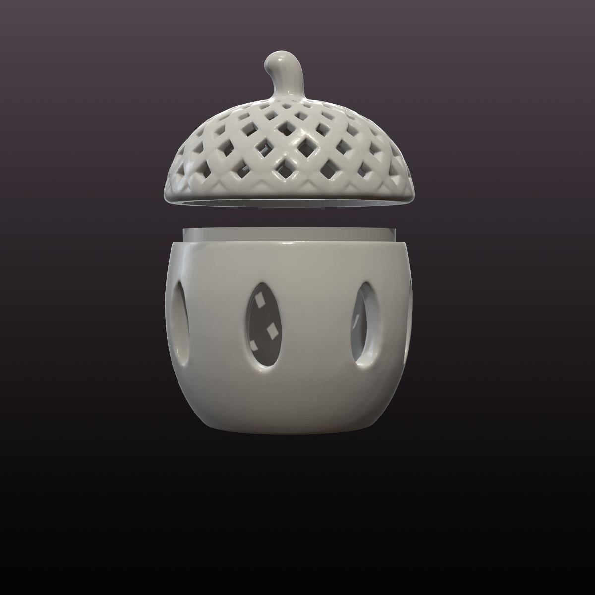 Acorn LED Tealight Holder STL – Support-Free Autumn Lantern 3D Print File