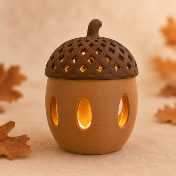 Acorn LED Tealight Holder STL – Support-Free Autumn Lantern 3D Print File