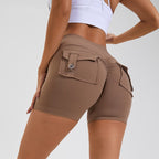 High-Waist Hip-Lifting Shorts with Pockets | Quick-Dry Women’s Fitness Shorts
