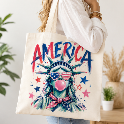 America Tote Bag PNG File | Patriotic Liberty Print Design