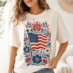 American Flag Floral PNG File | Patriotic Liberty Shirt Design