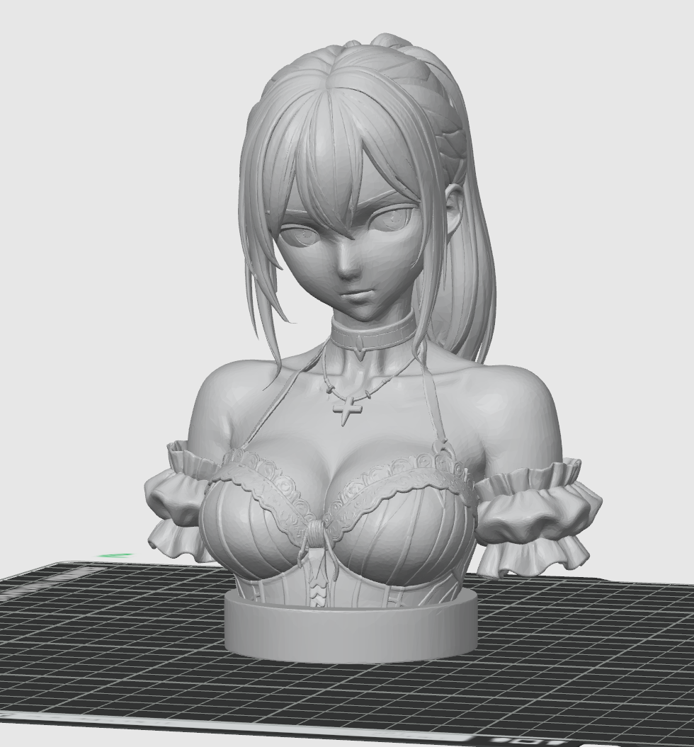 Anime Girl Bust STL – Detailed Sculpture 3D Print File - Display Model