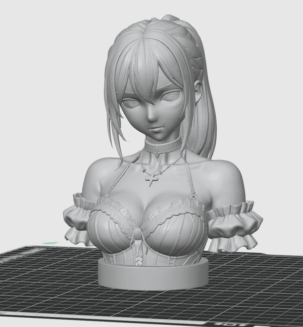 Anime Girl Bust STL – Detailed Sculpture 3D Print File - Display Model