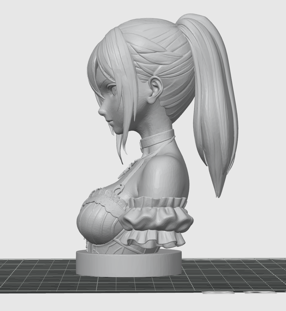 Anime Girl Bust STL – Detailed Sculpture 3D Print File - Display Model