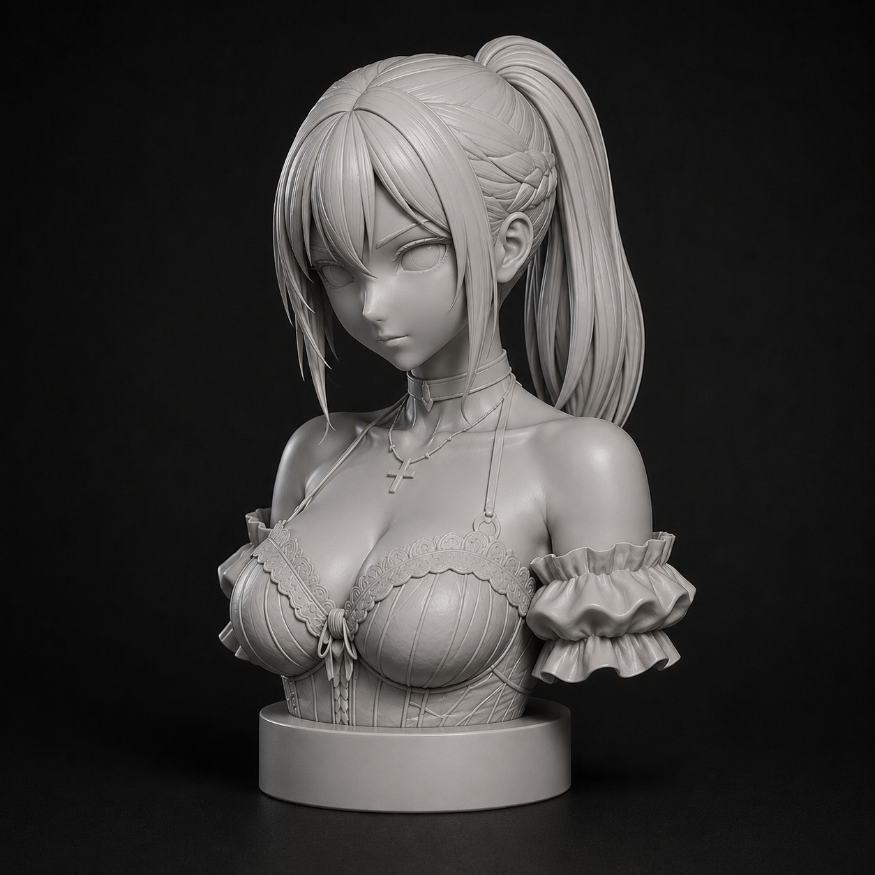 Anime Girl Bust STL – Detailed Sculpture 3D Print File - Display Model Main image