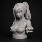 Anime Girl Bust STL – Detailed Sculpture 3D Print File - Display Model