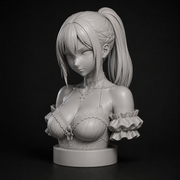 Anime Girl Bust STL – Detailed Sculpture 3D Print File - Display Model