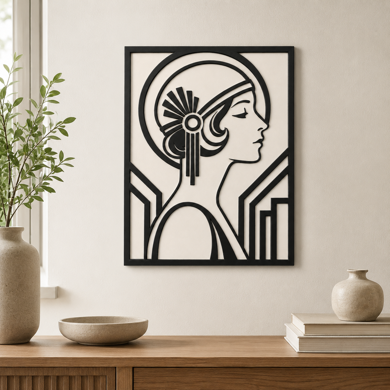 Art Deco Woman Wall Art STL File | 3D Printable Flapper Portrait Decor