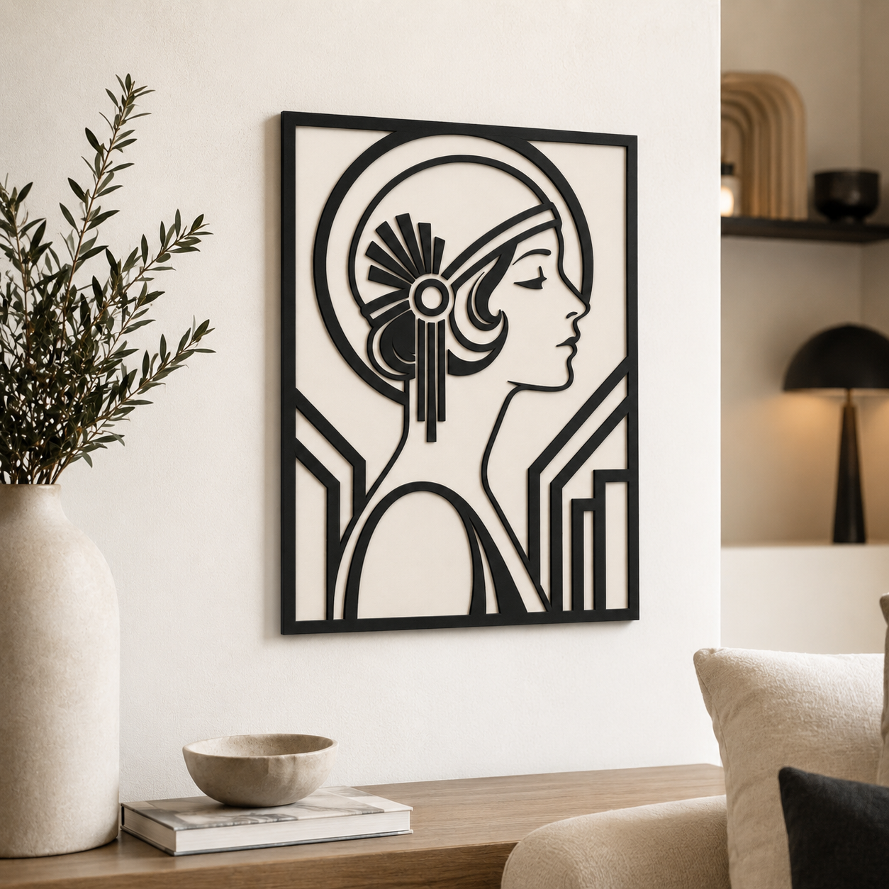 Art Deco Woman Wall Art STL File | 3D Printable Flapper Portrait Decor