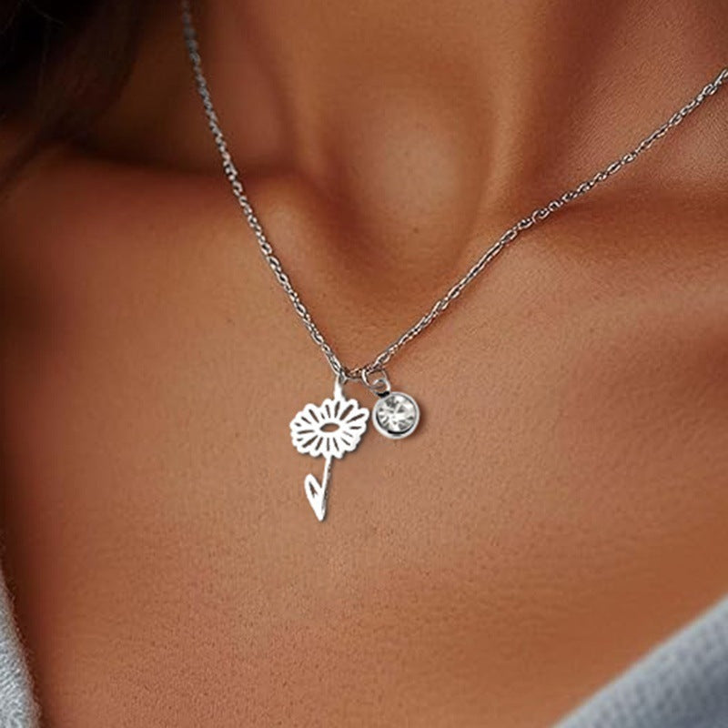 Women’s December Birth Flower Pendant Necklace | Versatile Silver/Gold Chain Gift