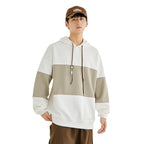 Retro Block Color Hoodie – Men's Loose Fit Polyester Casual Sweatshirt