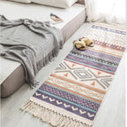 Bohemian Woven Cotton & Linen Area Rug Runner | Geometric Design